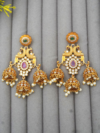 GOLD CHAITHRA ZIRCONIA JHUMKI