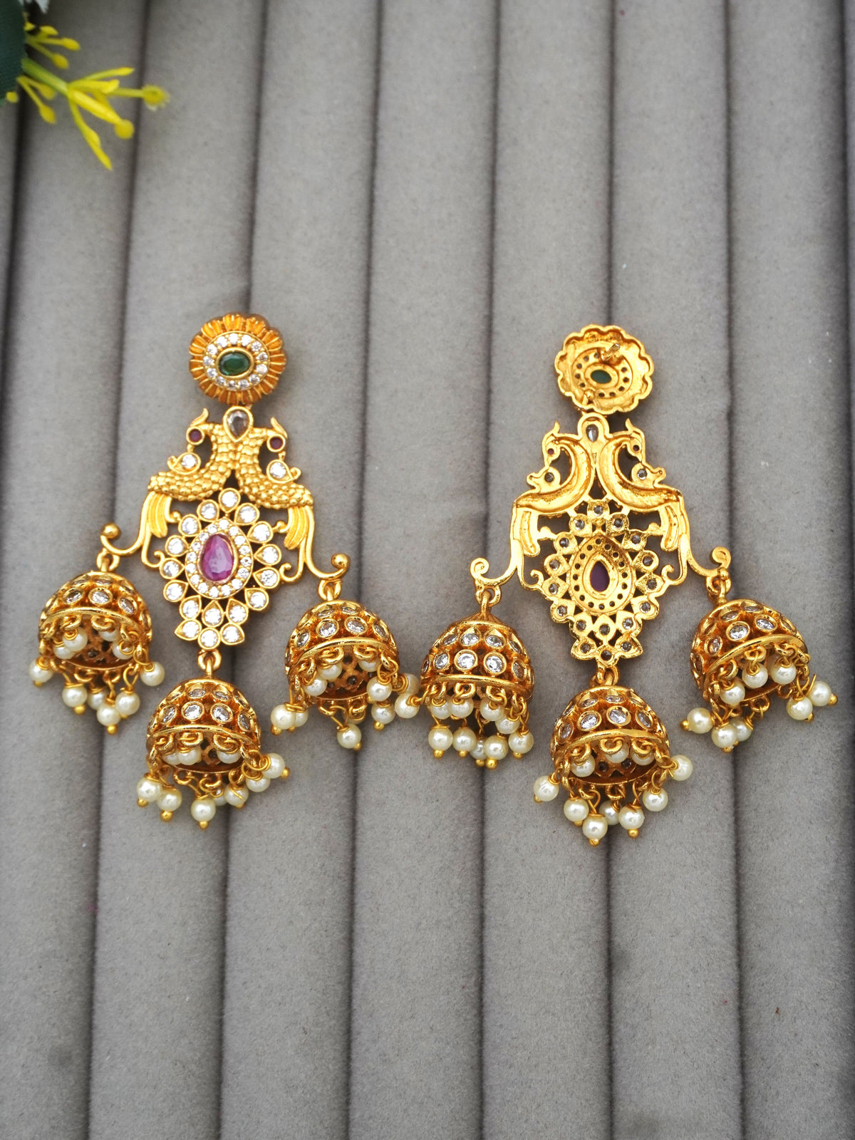 GOLD CHAITHRA ZIRCONIA JHUMKI