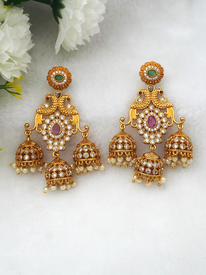 GOLD CHAITHRA ZIRCONIA JHUMKI