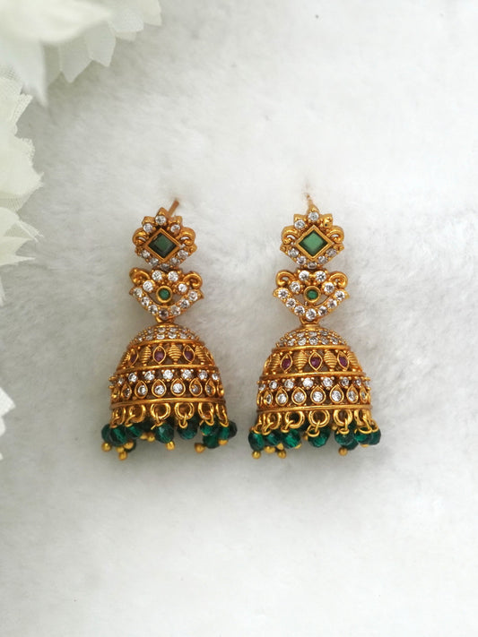 GREEN BHAMA ZIRCONIA JHUMKI