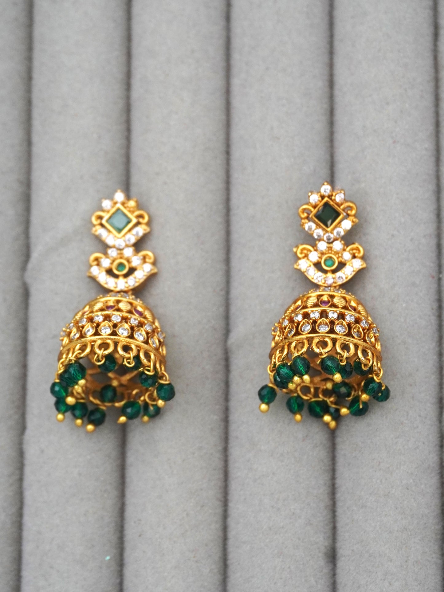 GREEN BHAMA ZIRCONIA JHUMKI