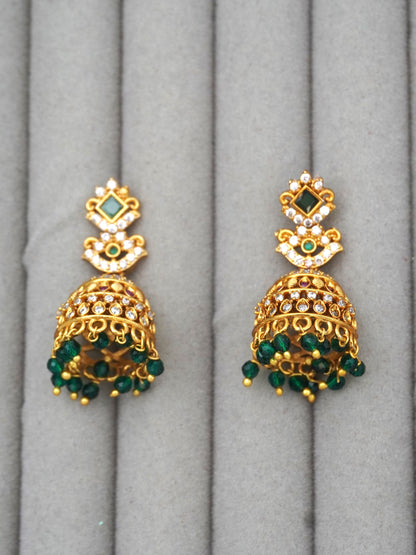 GREEN BHAMA ZIRCONIA JHUMKI