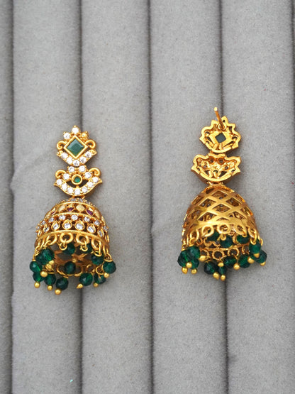 GREEN BHAMA ZIRCONIA JHUMKI