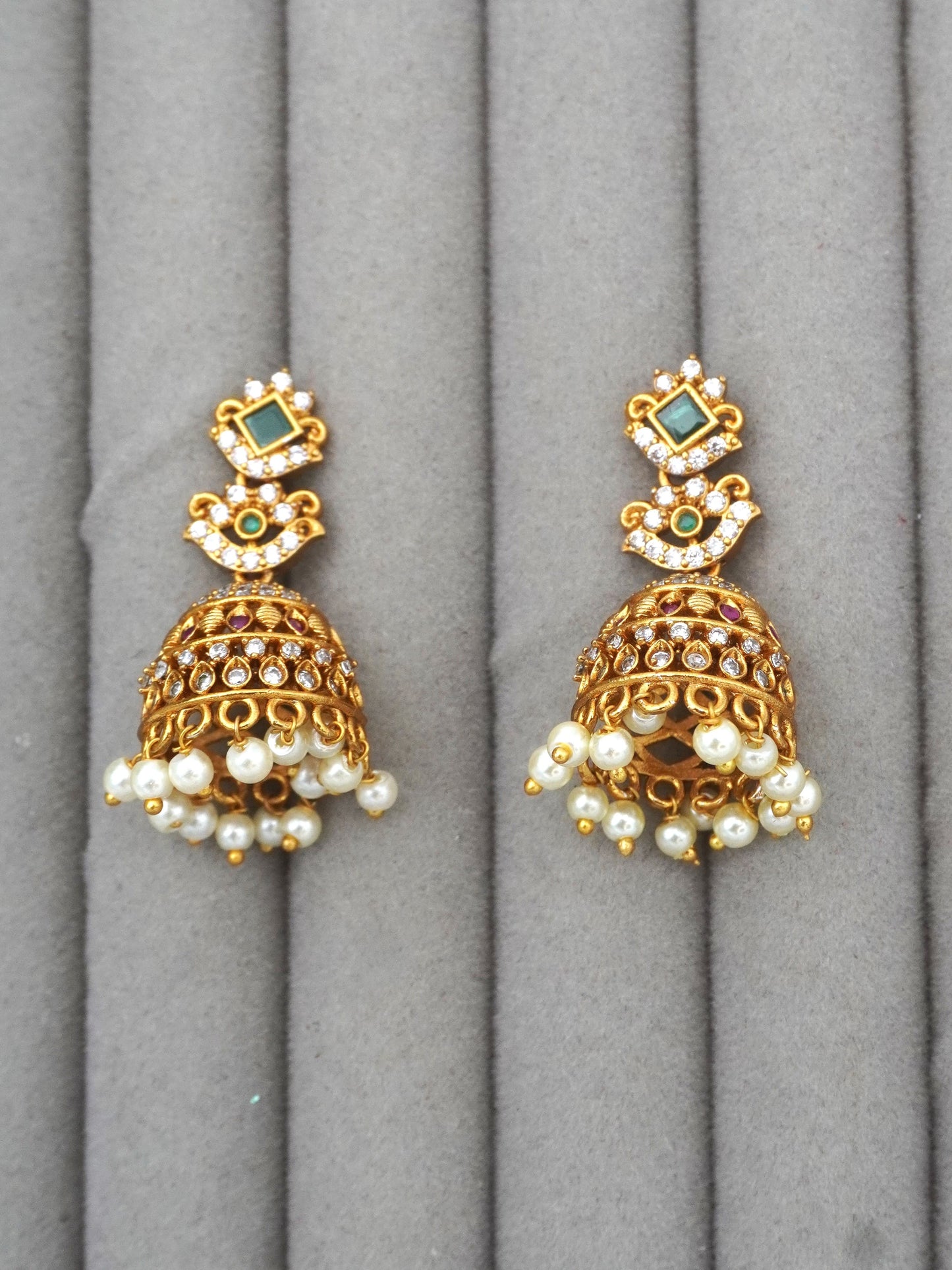 WHITE BHAMA ZIRCONIA JHUMKI