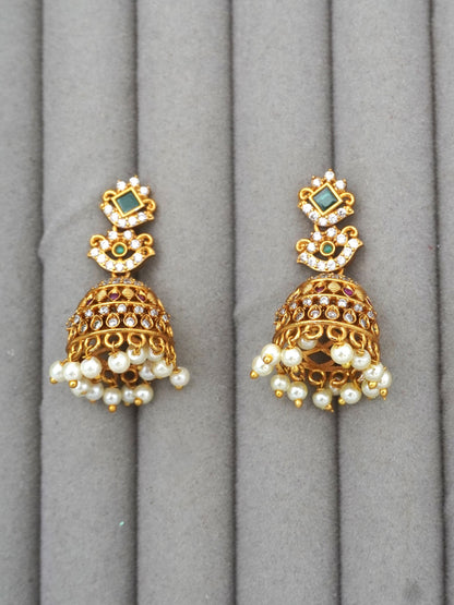 WHITE BHAMA ZIRCONIA JHUMKI