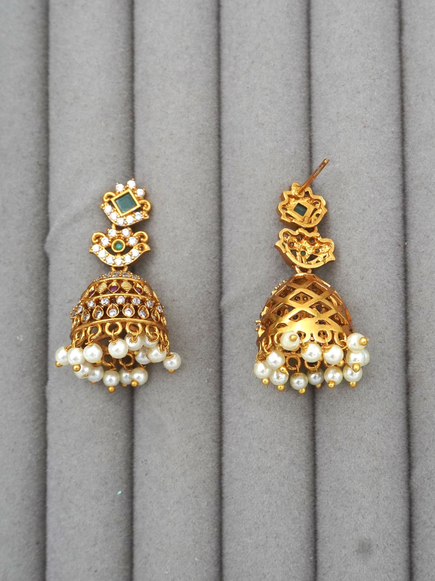 WHITE BHAMA ZIRCONIA JHUMKI