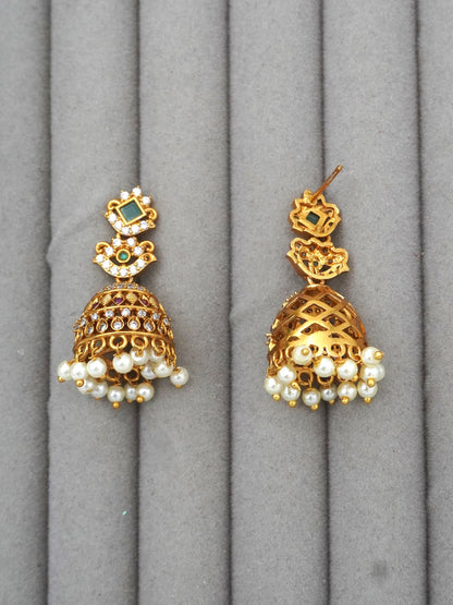 WHITE BHAMA ZIRCONIA JHUMKI