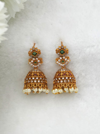 WHITE BHAMA ZIRCONIA JHUMKI