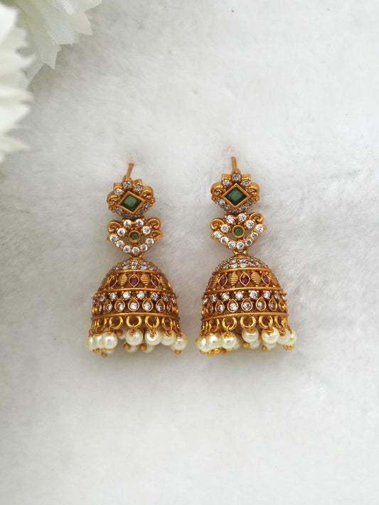 WHITE BHAMA ZIRCONIA JHUMKI