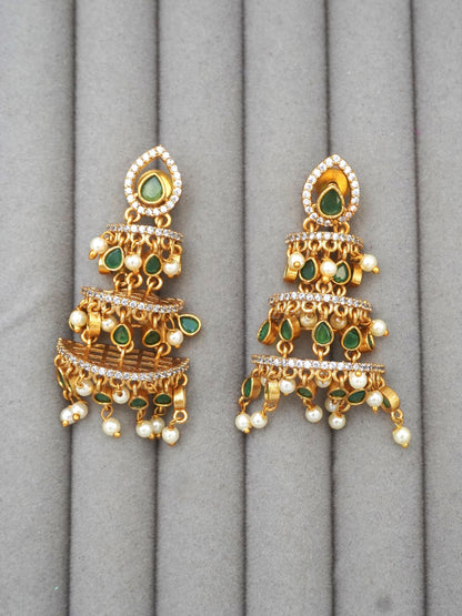 GREEN TARUNI ZIRCONIA EARRINGS