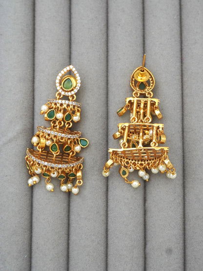 GREEN TARUNI ZIRCONIA EARRINGS
