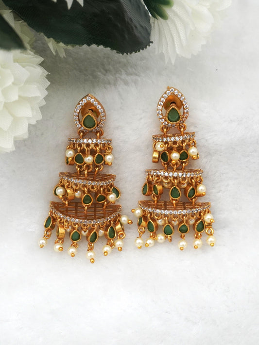GREEN TARUNI ZIRCONIA EARRINGS