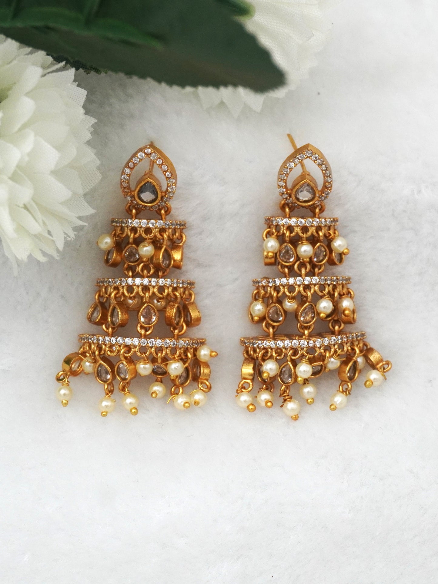 WHITE TARUNI ZIRCONIA EARRINGS