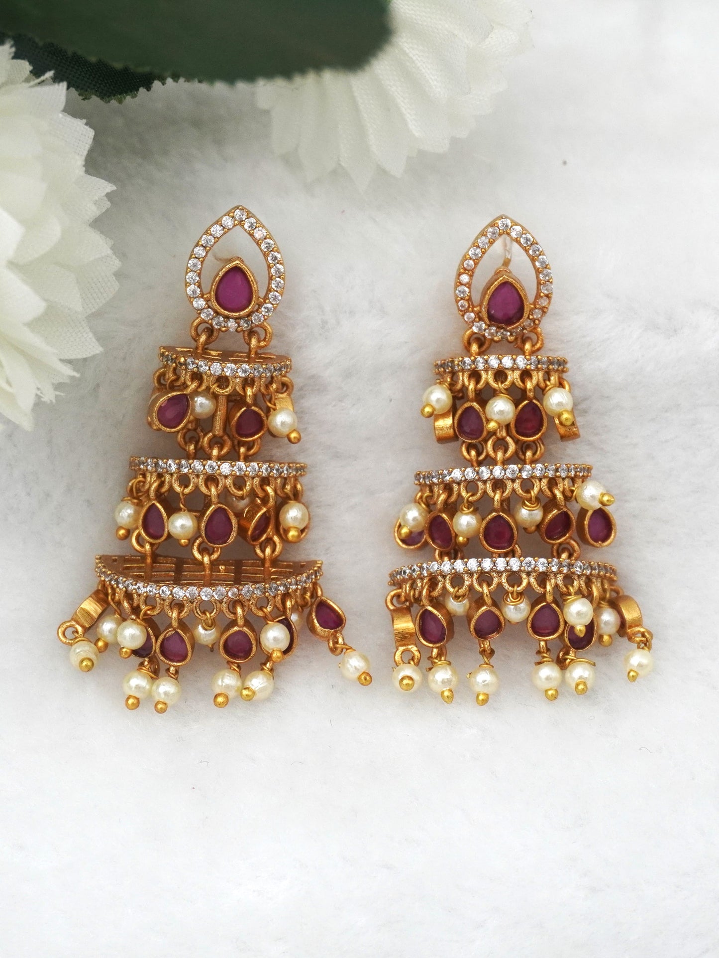 RUBY TARUNI ZIRCONIA EARRINGS
