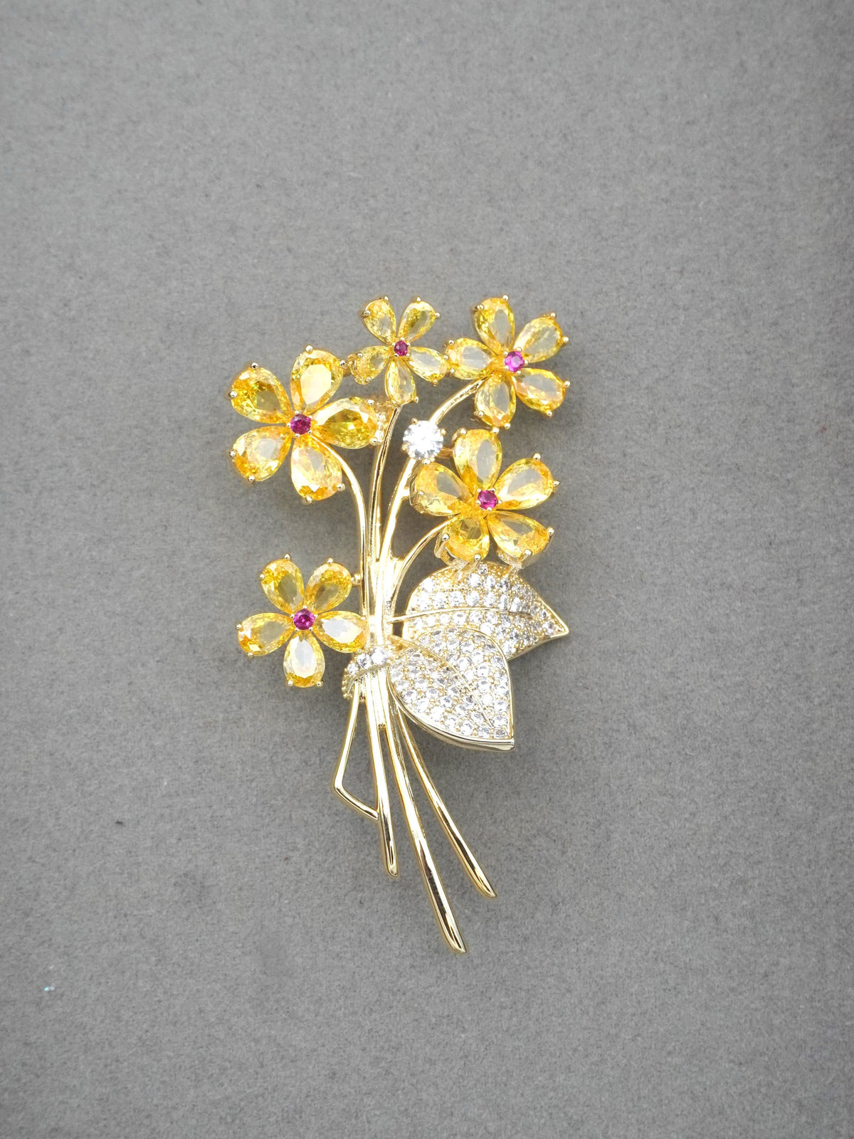 YELLOW CITRINE ZIRCONIA BROOCH