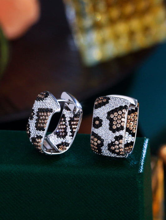 SILVER LEOPARD2 ZIRCONIA EARRINGS