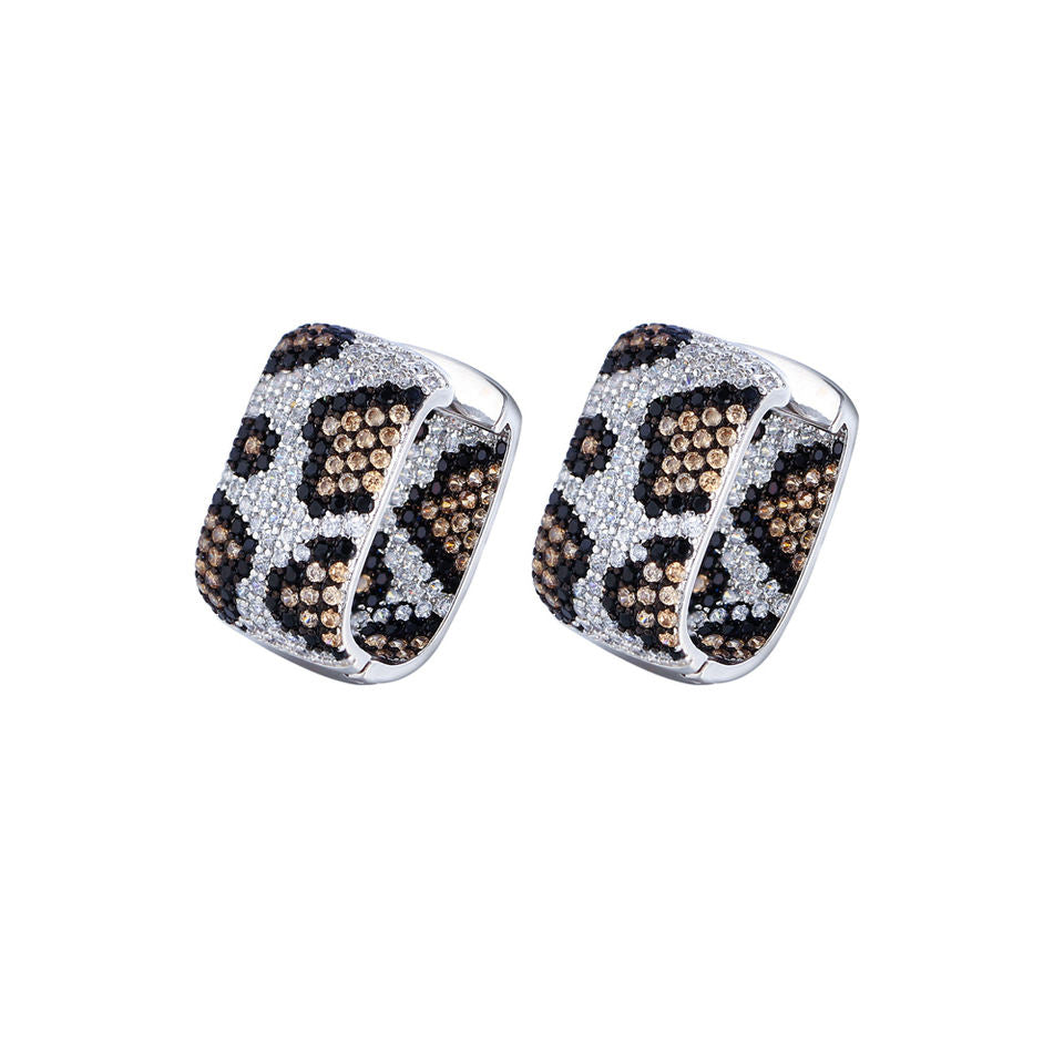 SILVER LEOPARD2 ZIRCONIA EARRINGS