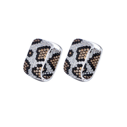 SILVER LEOPARD2 ZIRCONIA EARRINGS