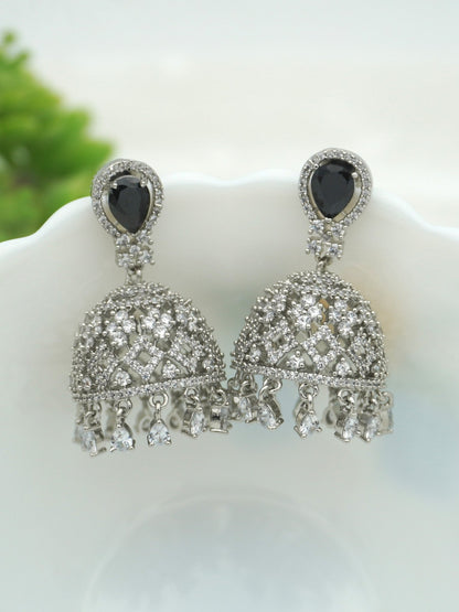 BLACK MAYA ZIRCONIA JHUMKIS - Jewels of Iva