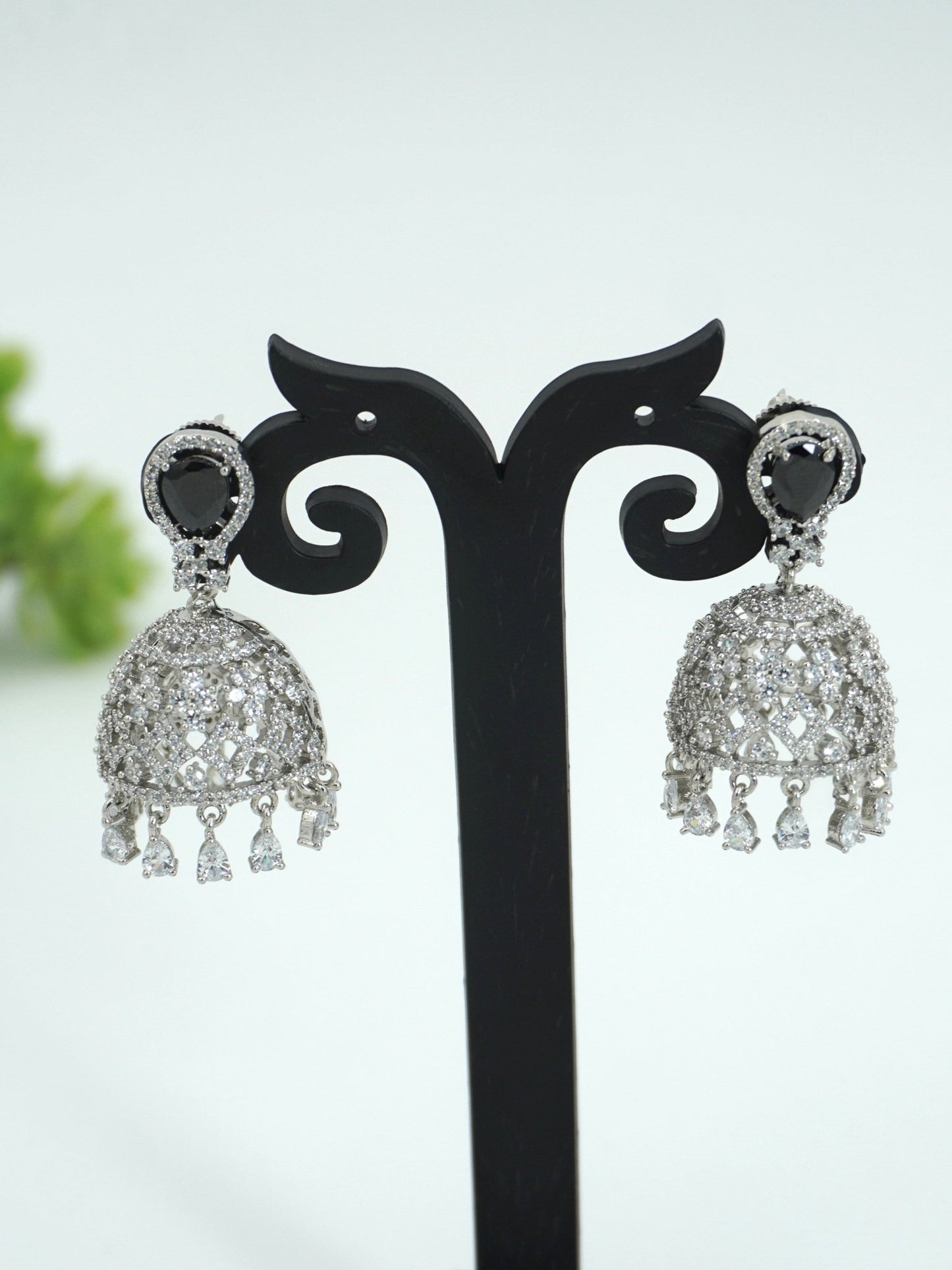 BLACK MAYA ZIRCONIA JHUMKIS - Jewels of Iva