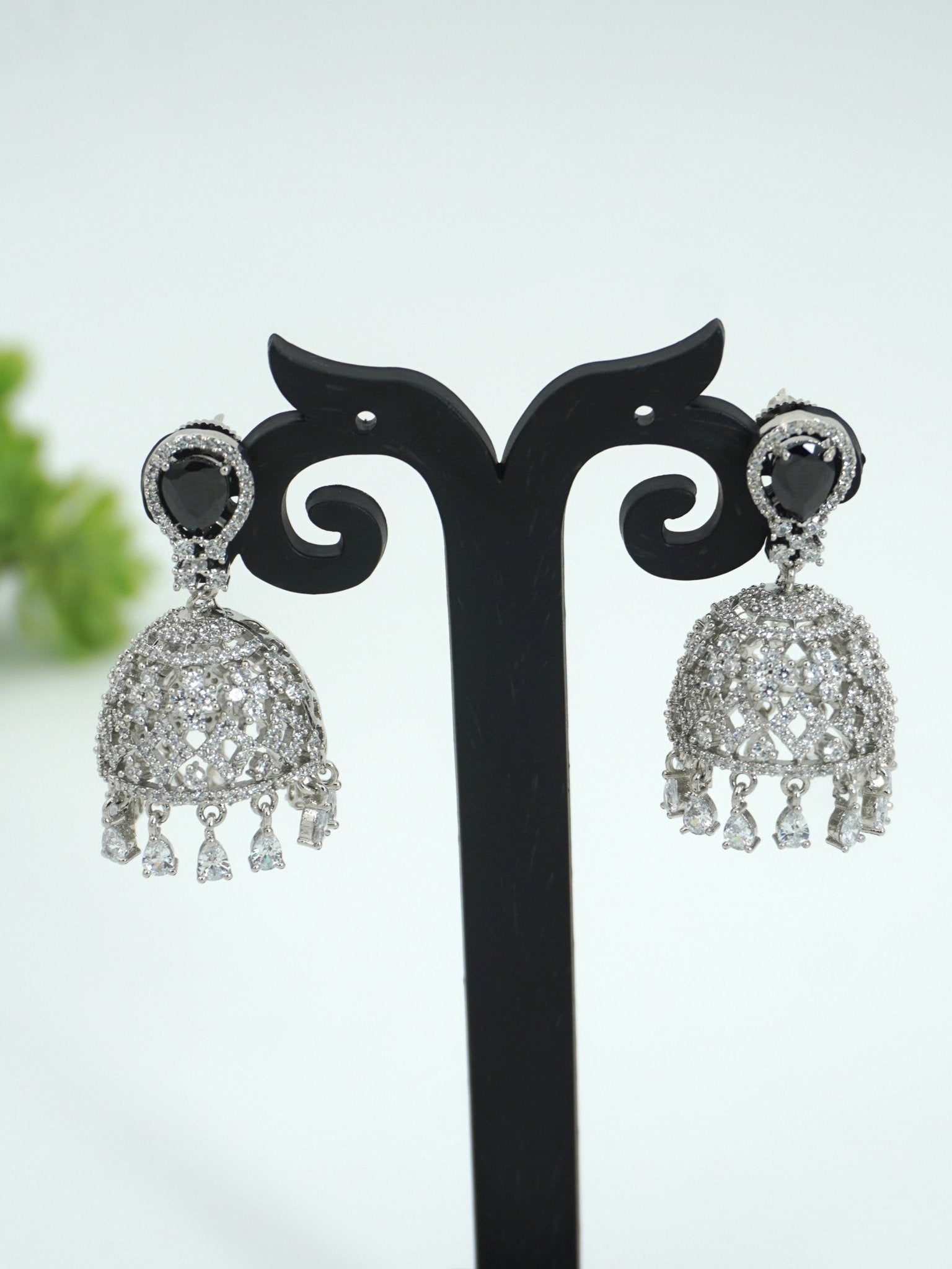 BLACK MAYA ZIRCONIA JHUMKIS - Jewels of Iva