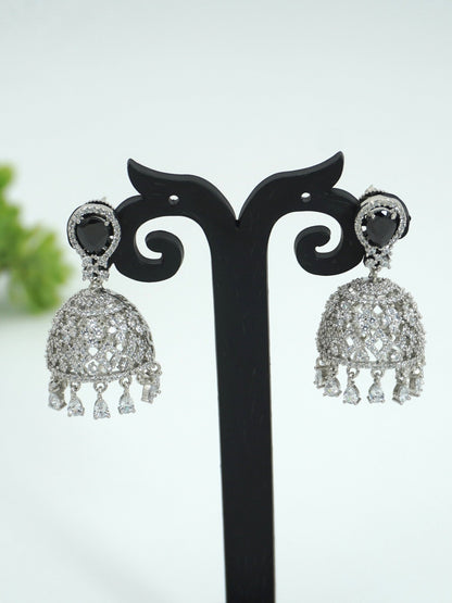 BLACK MAYA ZIRCONIA JHUMKIS - Jewels of Iva