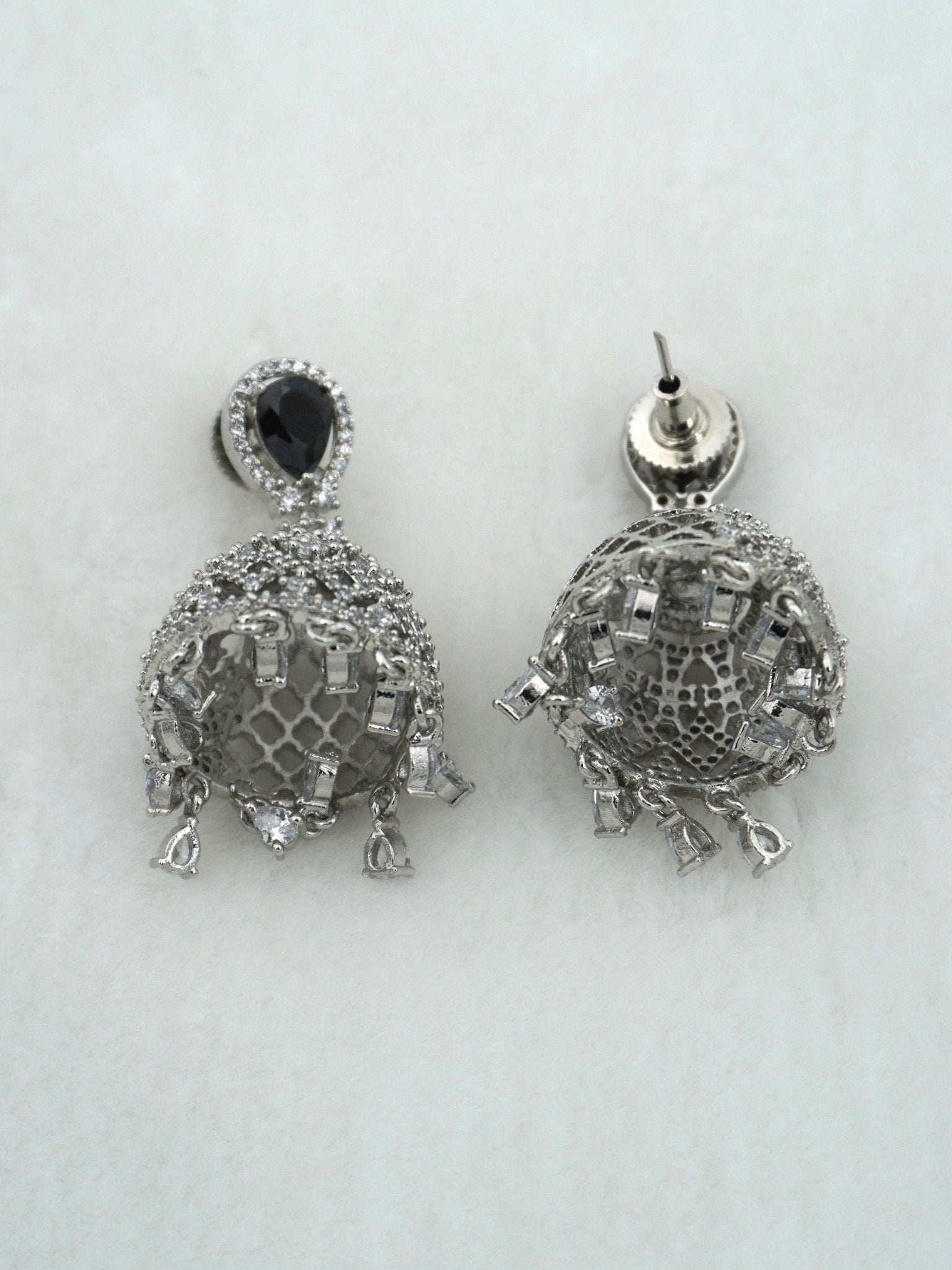 BLACK MAYA ZIRCONIA JHUMKIS - Jewels of Iva