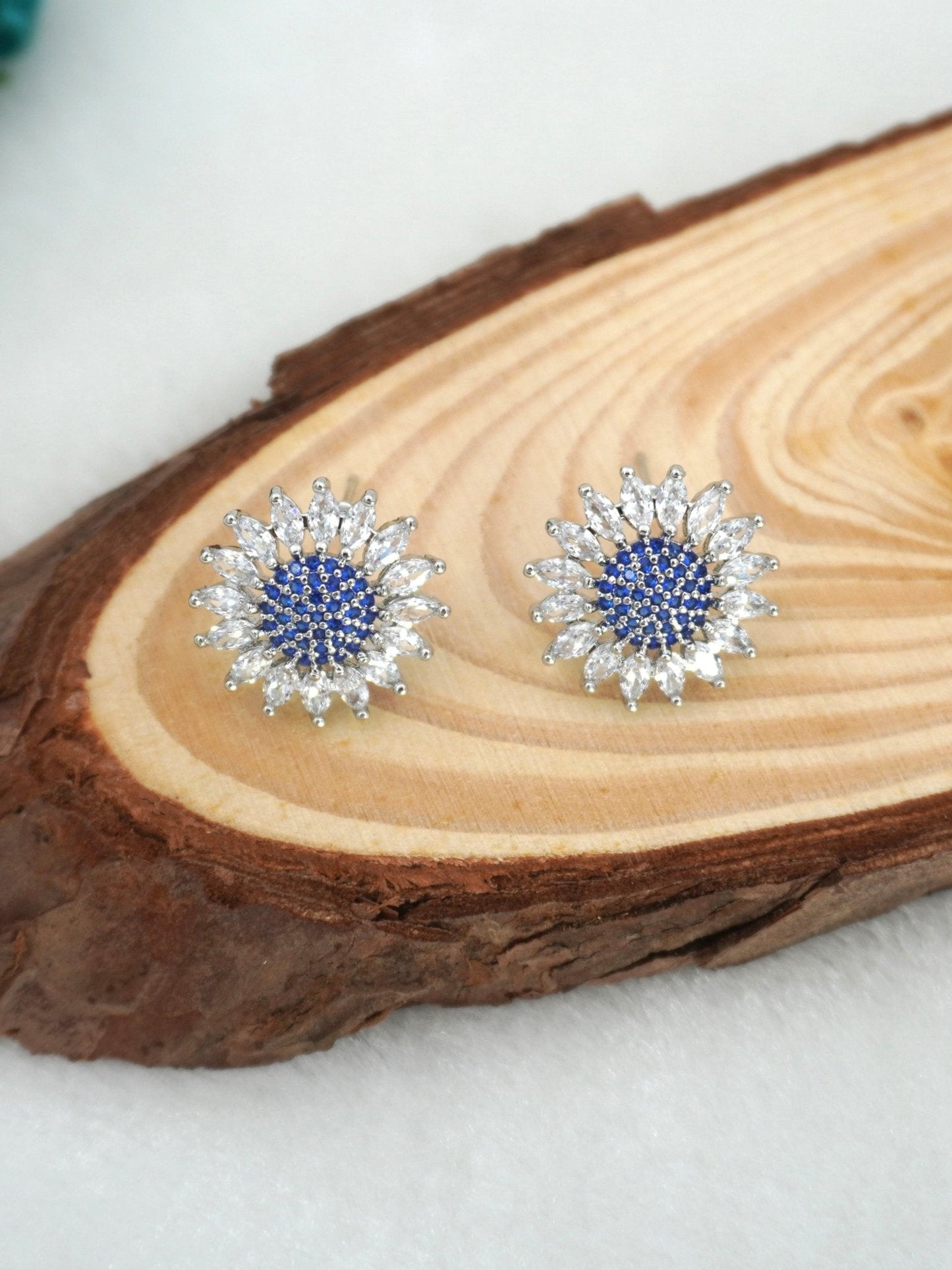 BLUE ASTER ZIRCONIA STUDS - Jewels of Iva