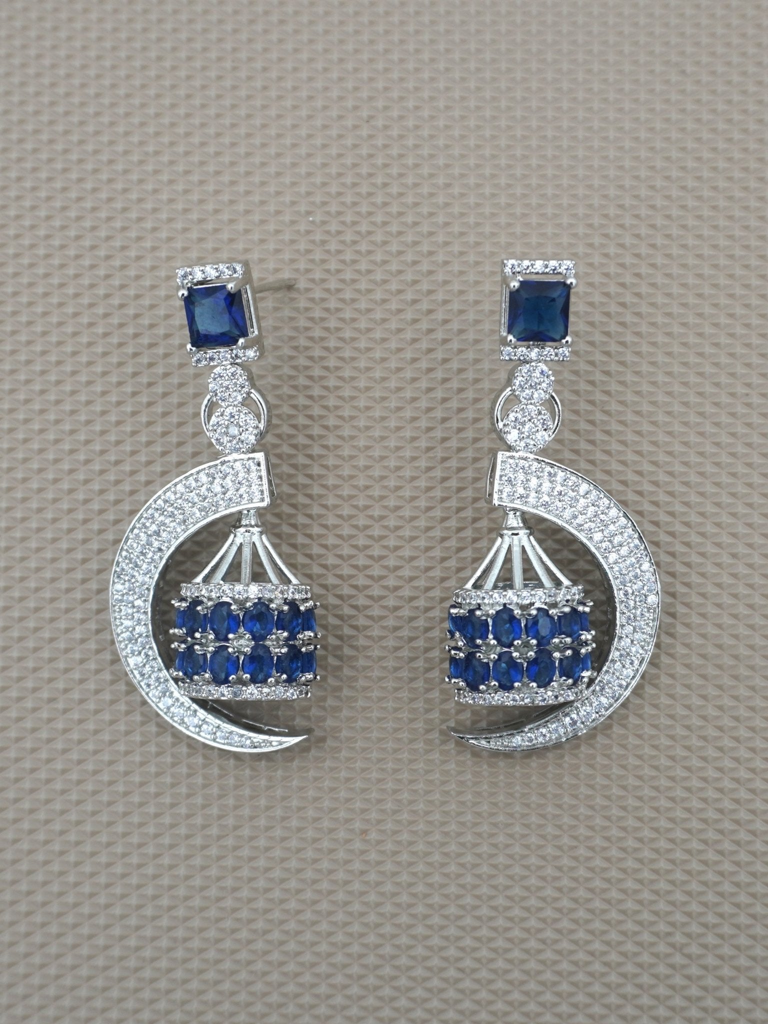 BLUE CRESCENT ZIRCONIA EARRINGS - Jewels of Iva