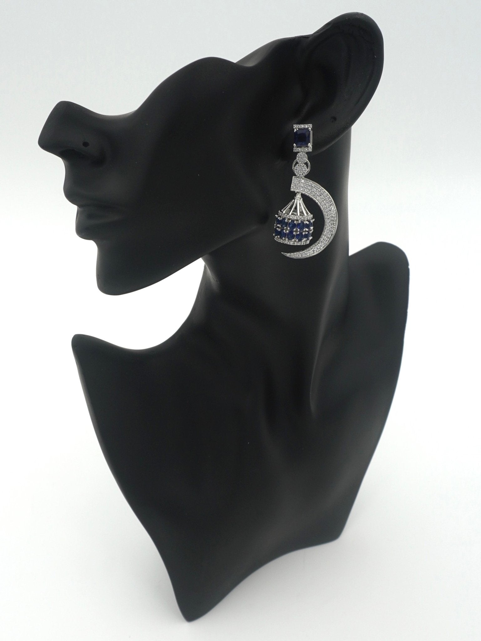 BLUE CRESCENT ZIRCONIA EARRINGS - Jewels of Iva