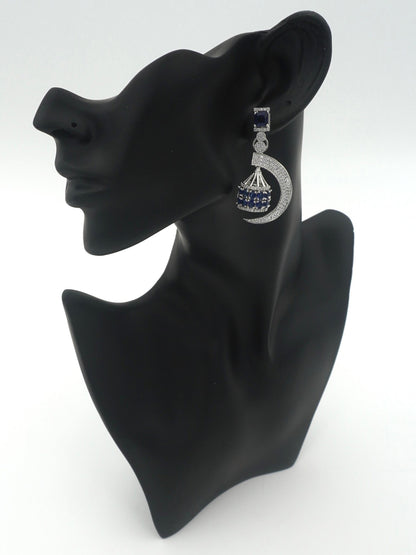 BLUE CRESCENT ZIRCONIA EARRINGS - Jewels of Iva