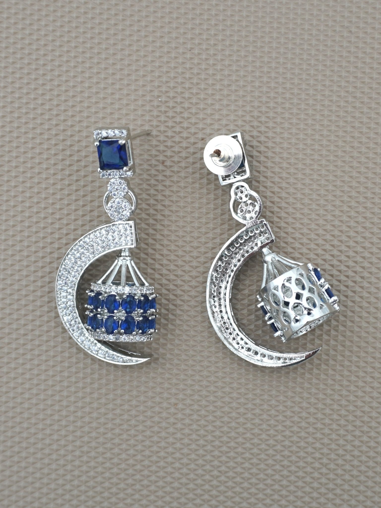 BLUE CRESCENT ZIRCONIA EARRINGS - Jewels of Iva