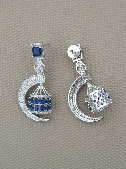 BLUE CRESCENT ZIRCONIA EARRINGS - Jewels of Iva