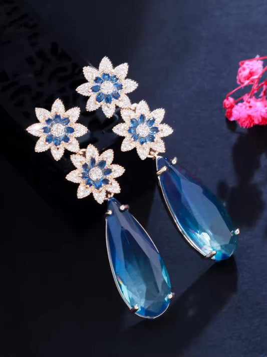BLUE MAISE ZIRCONIA EARRINGS - Jewels of Iva