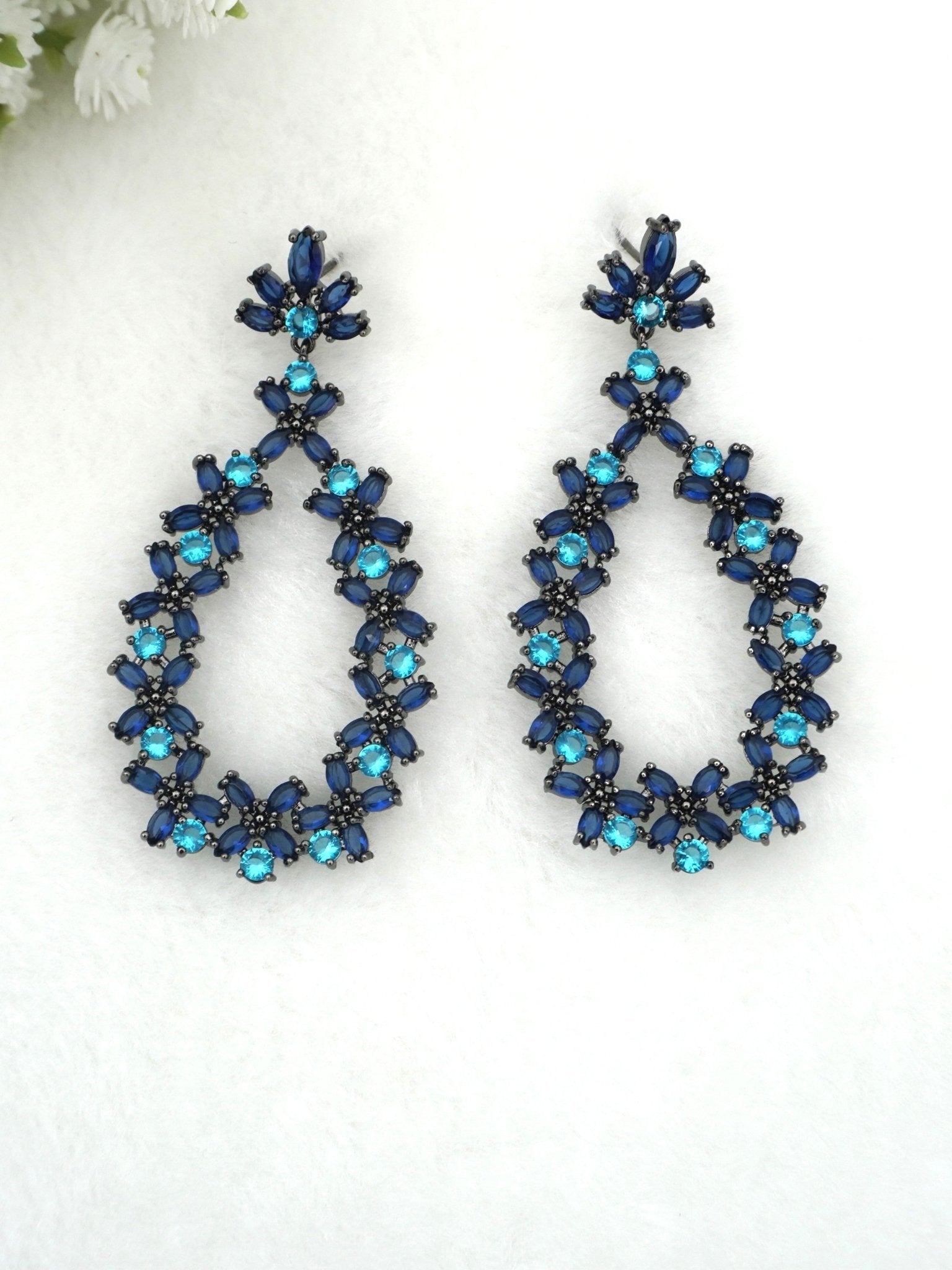 BLUE RHEA ZIRCONIA EARRINGS - Jewels of Iva