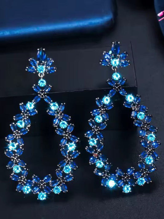 BLUE RHEA ZIRCONIA EARRINGS - Jewels of Iva