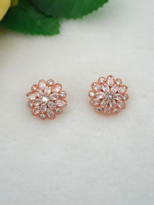 ROSE GOLD CALLA ZIRCONIA STUDS - Jewels of Iva
