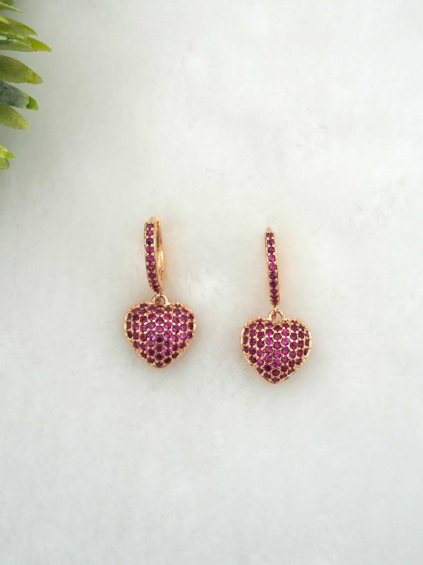 RUBY CORDATE ZIRCONIA EARRINGS - Jewels of Iva