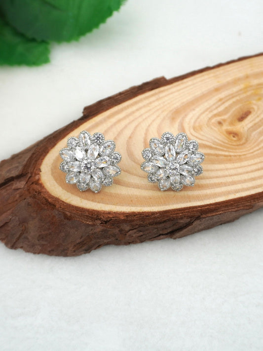 SILVER CALLA ZIRCONIA STUDS - Jewels of Iva