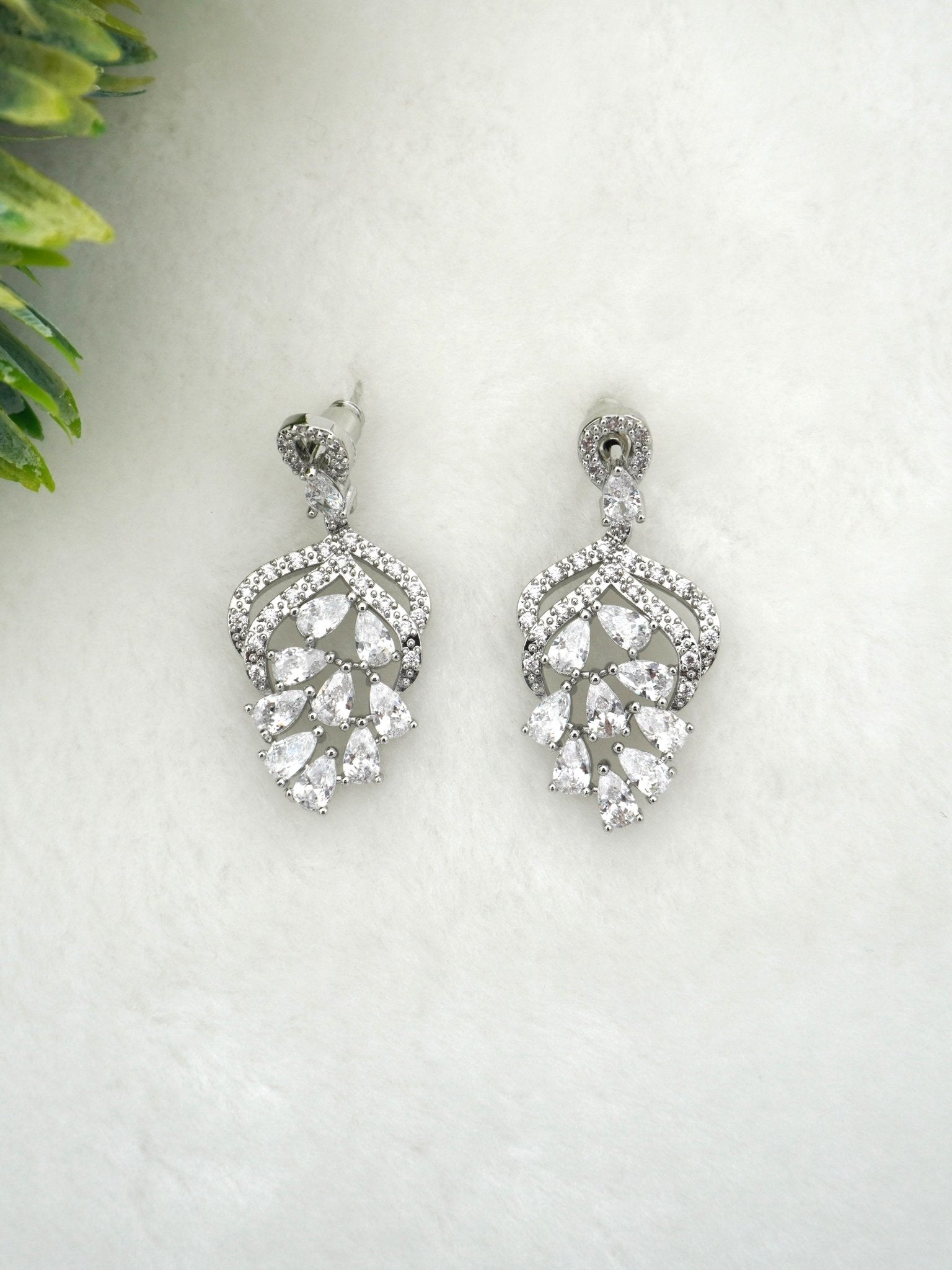WHITE AMEERA ZIRCONIA EARRINGS - Jewels of Iva
